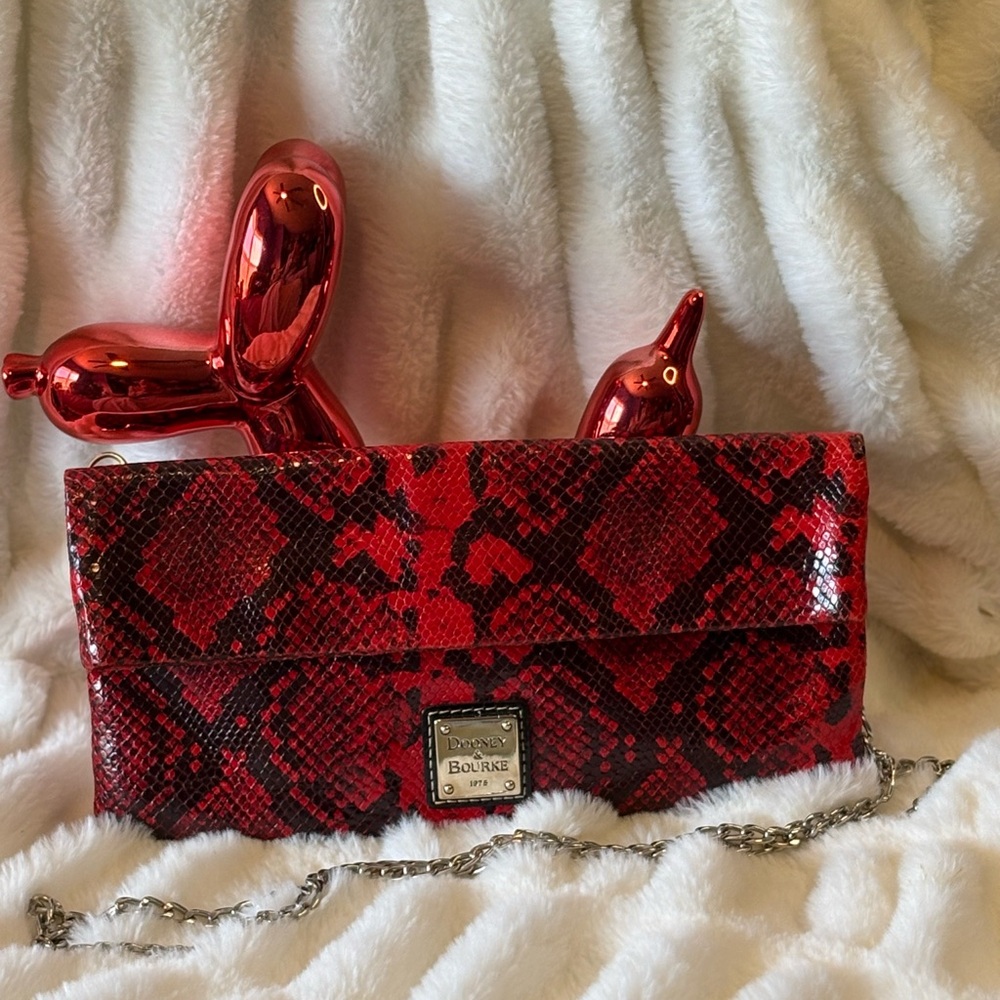 Dooney & Bourke Vibrant Red Snake Print Wristlet